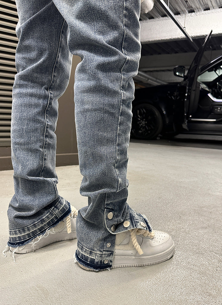Vintage Flare Snapper Jeans - Blue - Image 5