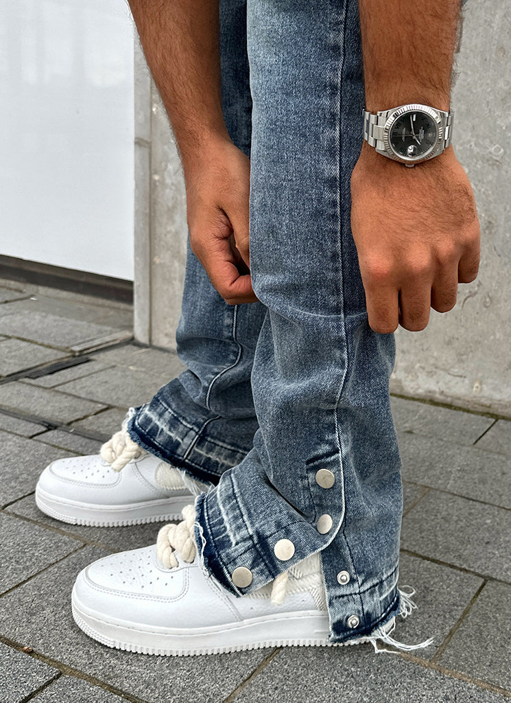 Vintage Flare Snapper Jeans - Blue - Image 7