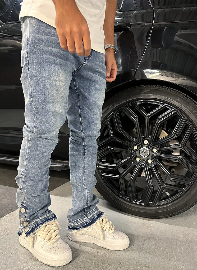 Vintage Flare Snapper Jeans - Blue - Image 8