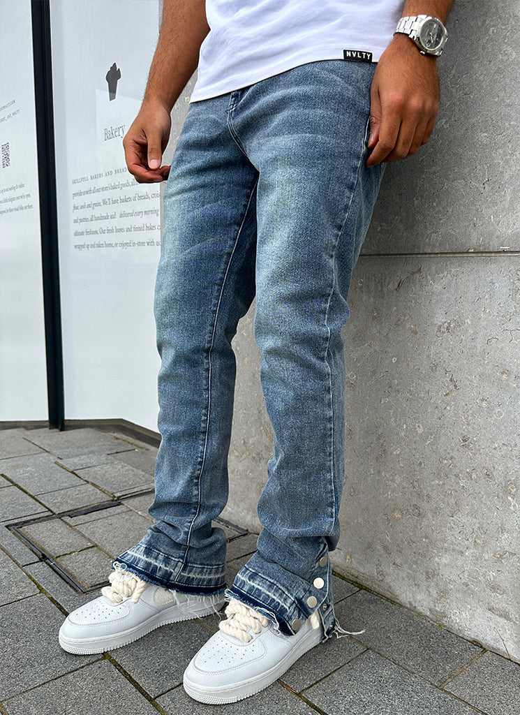 Vintage Flare Snapper Jeans - Blue - Image 9