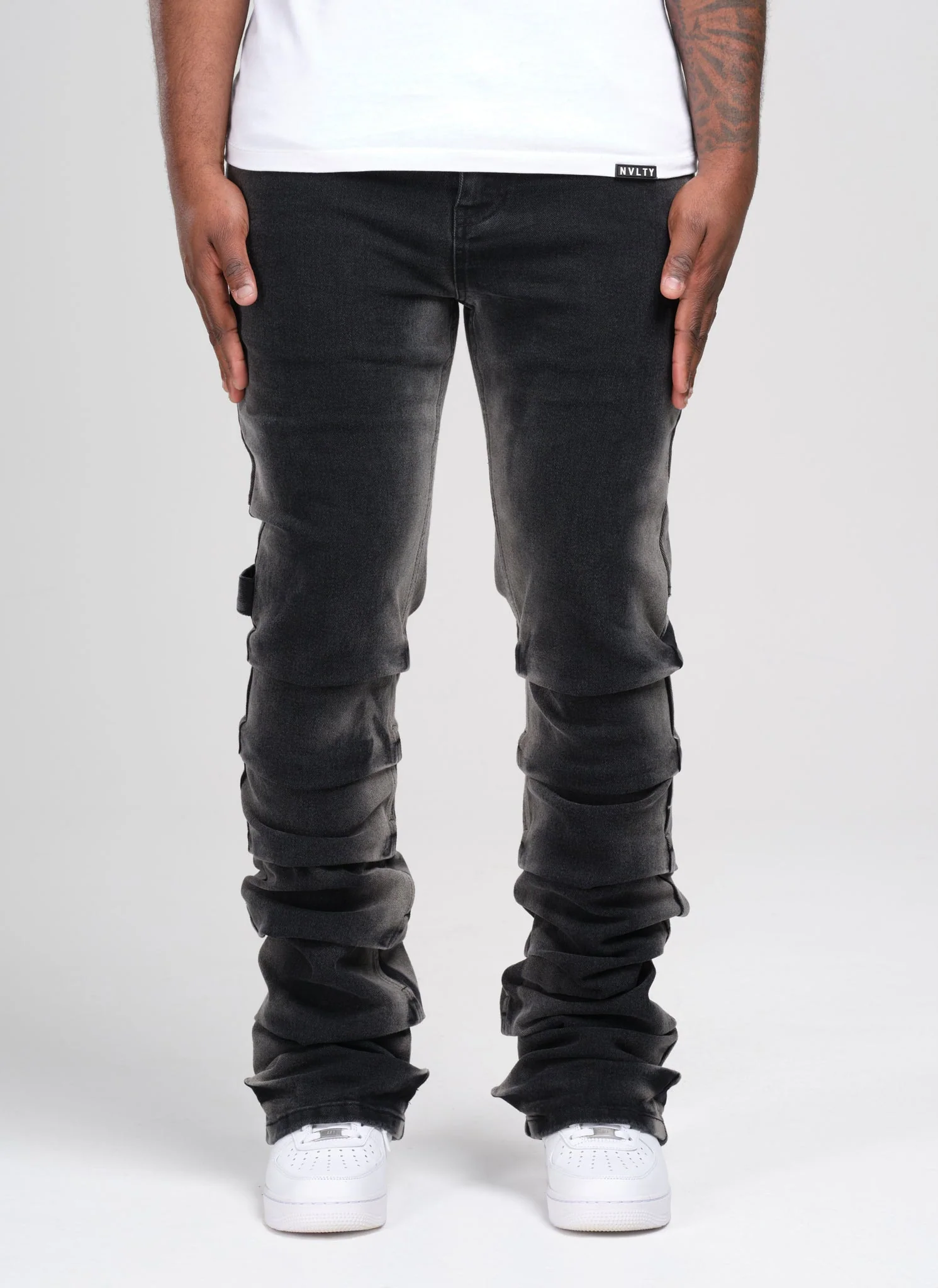 Vintage Flare Tacked Jeans - Black - Image 2