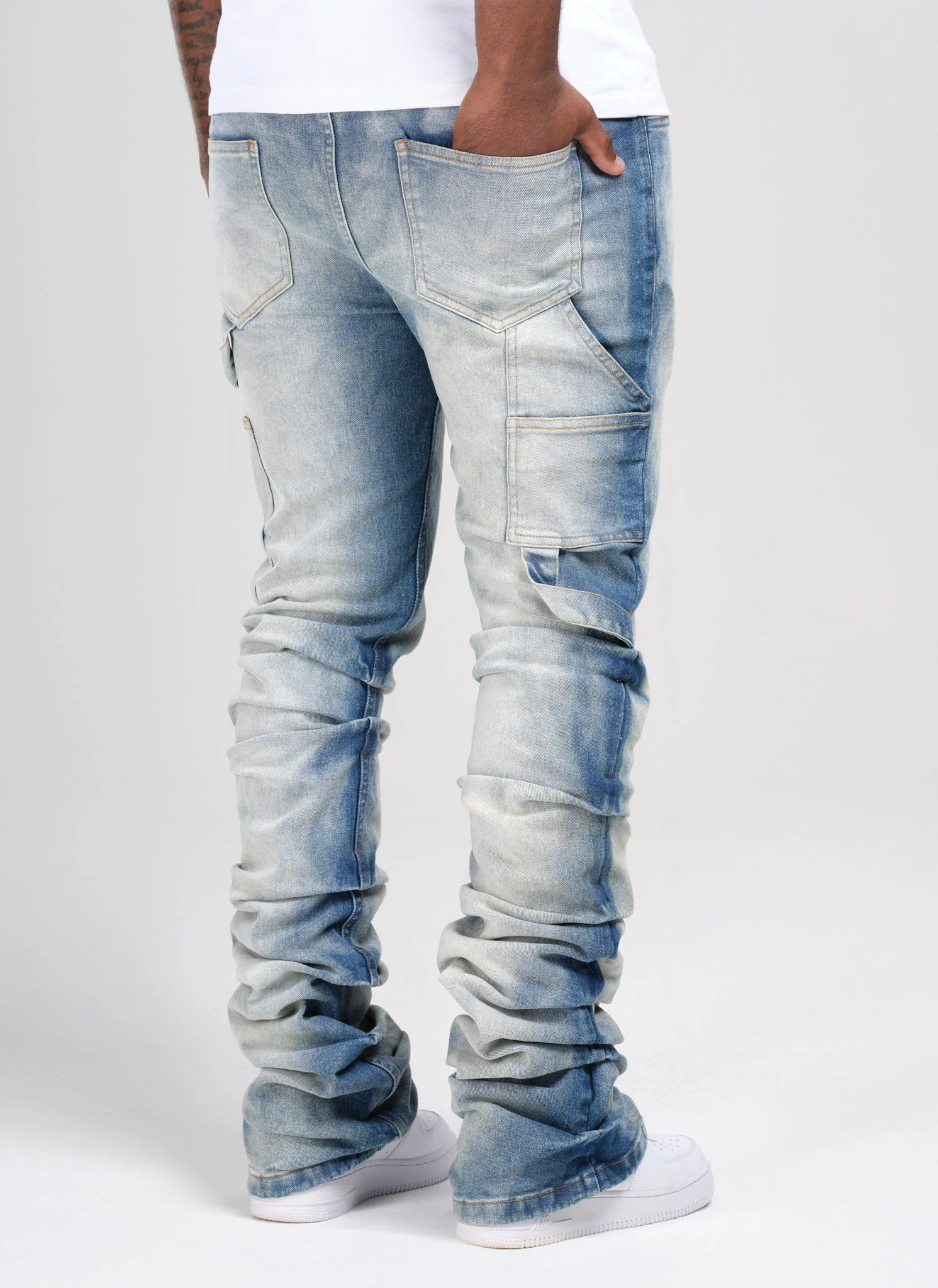 Vintage Flare Tacked Jeans - Blue - Image 6
