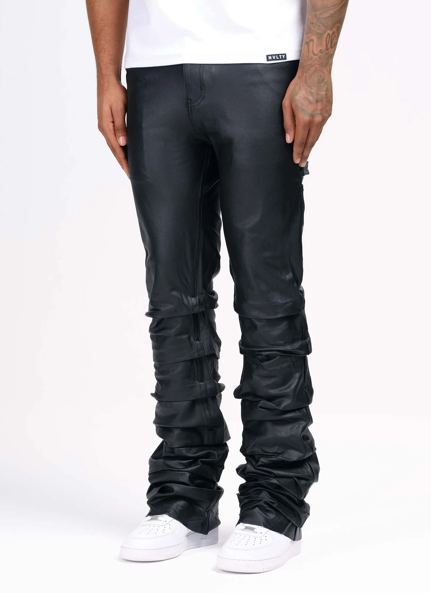 Vintage Flare Tacked Wax Jeans - Black - Image 2