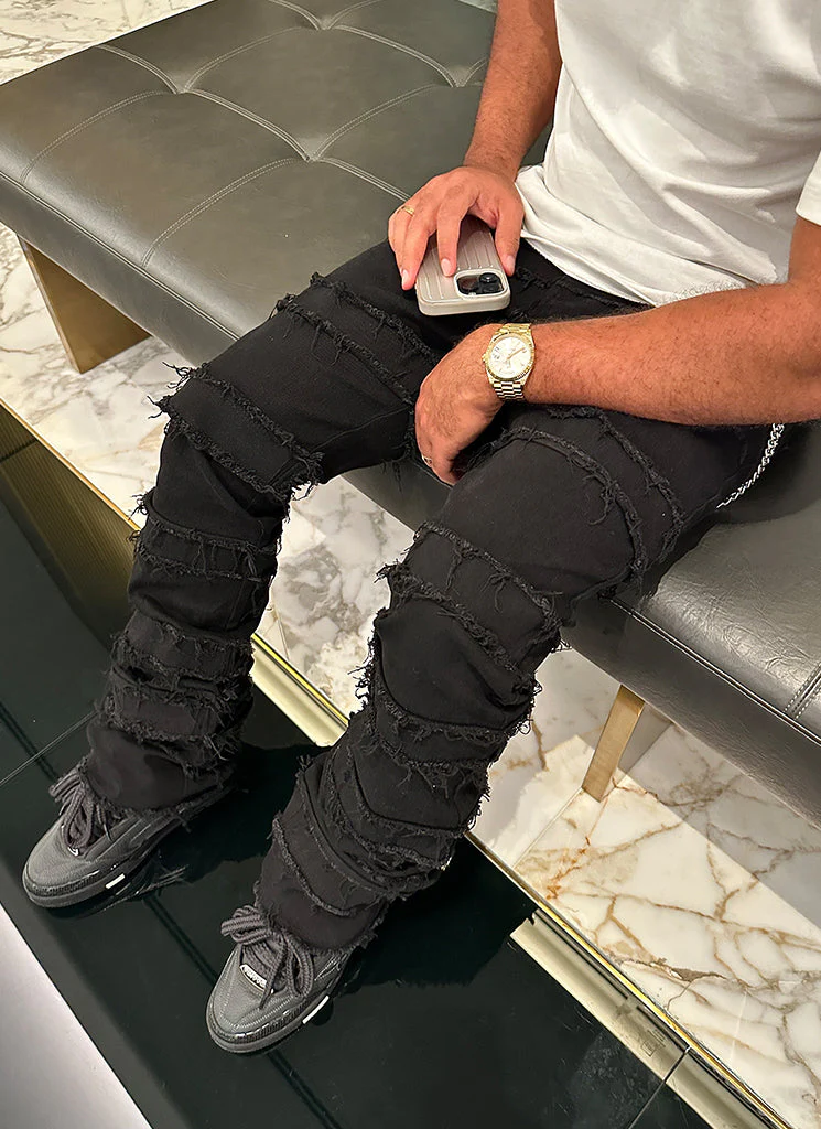 Vintage Flare Thread Jeans - Black - Image 10