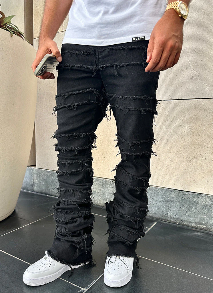 Vintage Flare Thread Jeans - Black - Image 3