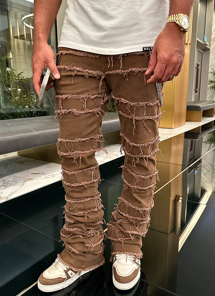 Vintage Flare Thread Jeans - Brown - Image 3