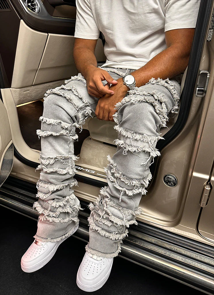 Vintage Flare Thread Jeans - Grey - Image 7