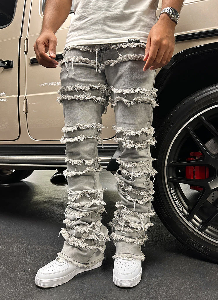 Vintage Flare Thread Jeans - Grey - Image 9