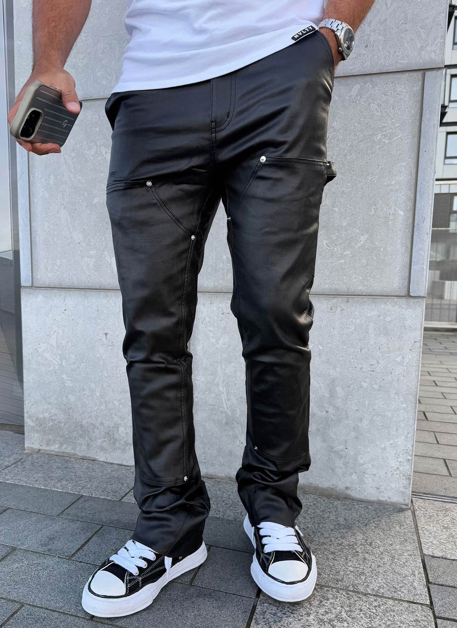 Vintage Flare Wax Carpenter Jeans - Black - Image 6