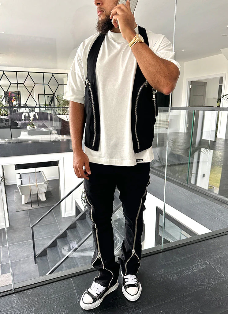 Vintage Flare Zipper Jeans - Black - Image 10