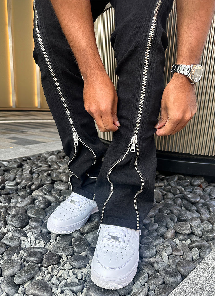 Vintage Flare Zipper Jeans - Black - Image 11