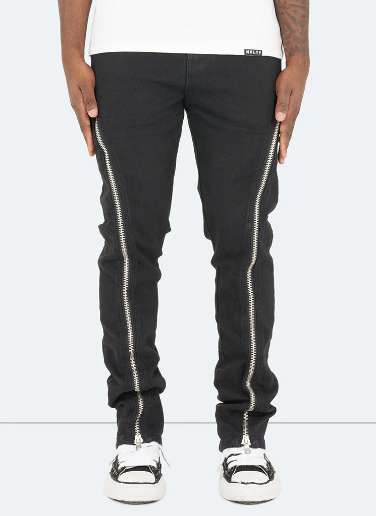 Vintage Flare Zipper Jeans - Black - Image 2