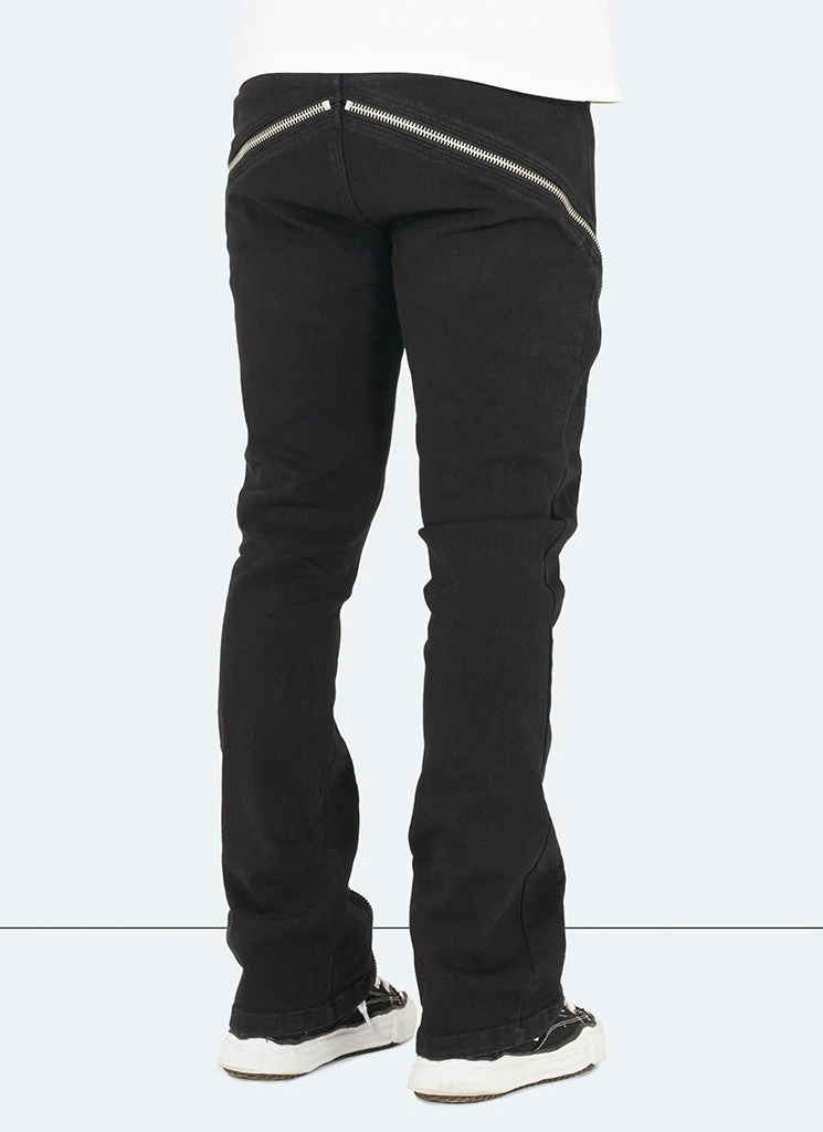 Vintage Flare Zipper Jeans - Black - Image 7