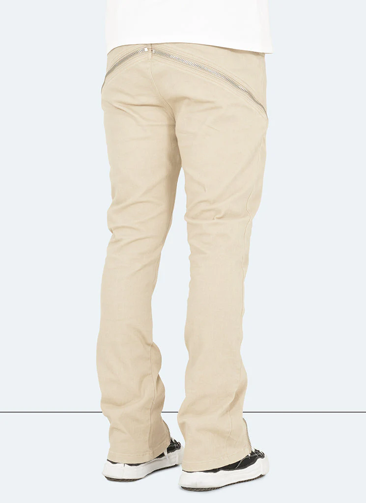 Vintage Flare Zipper Jeans - Stone - Image 6