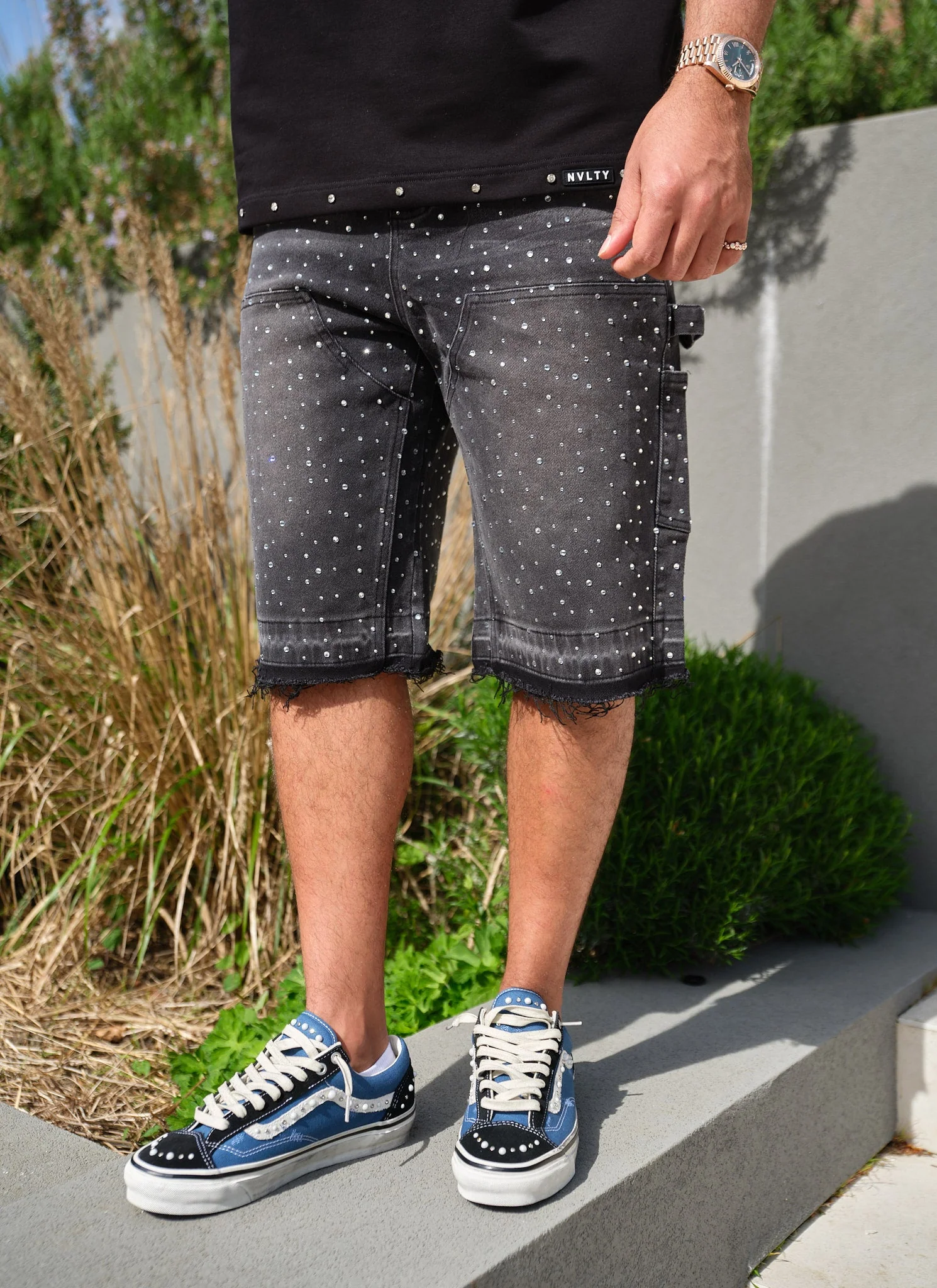 Vintage Flooded VVS Carpenter Denim Shorts - Black - Image 8
