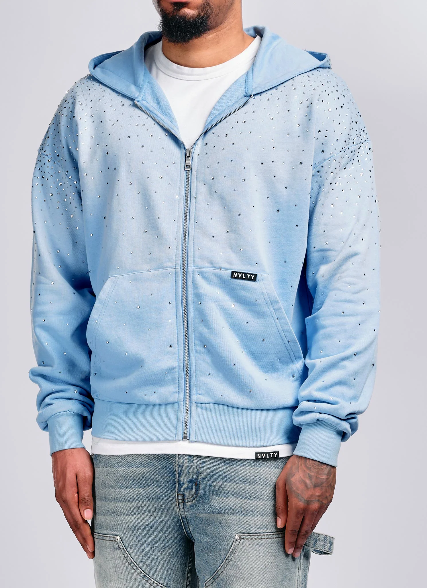 Vintage Flooded VVS Zip Hoodie - Baby Blue - Image 3