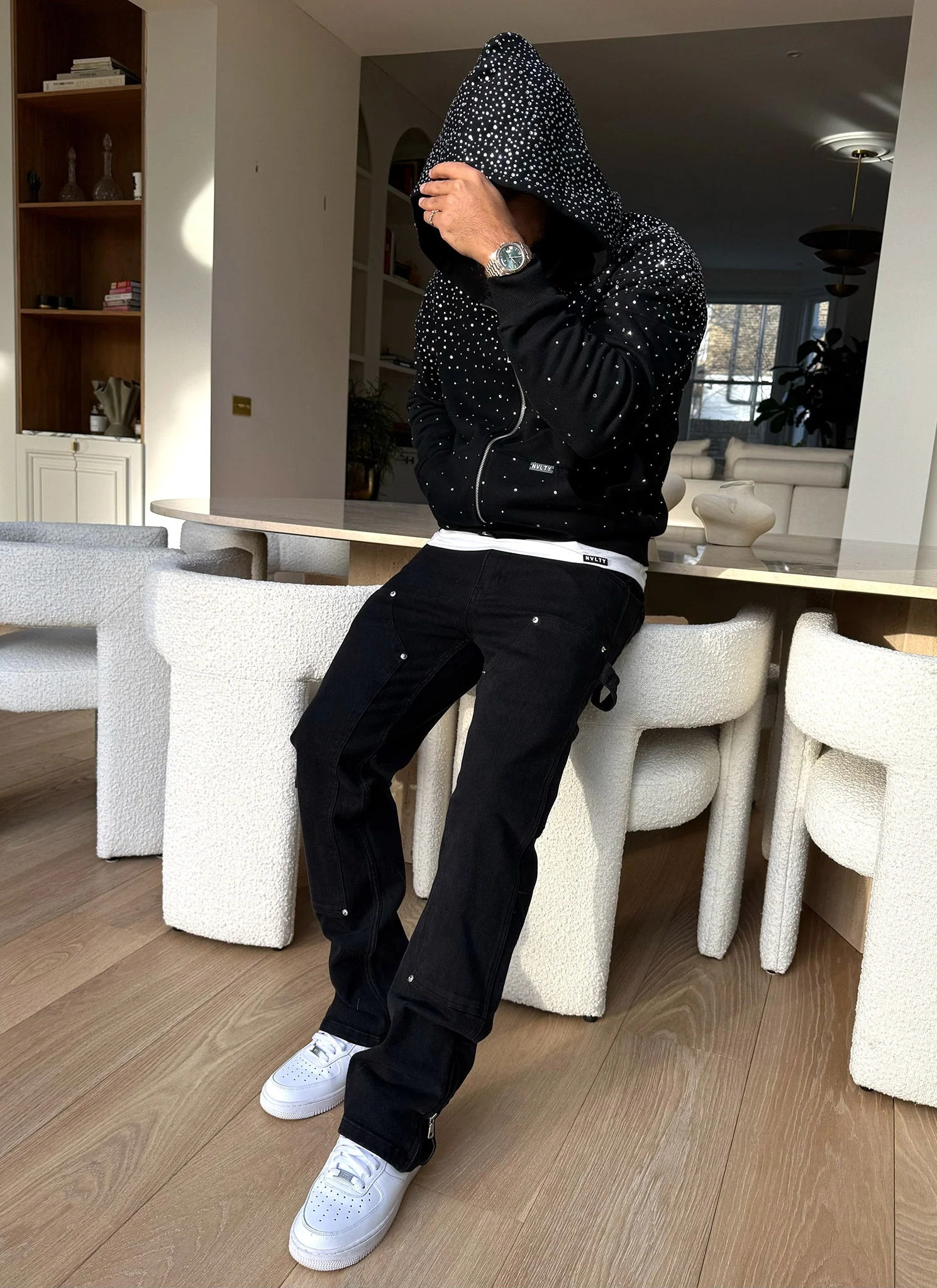 Vintage Flooded VVS Zip Hoodie - Black - Image 15