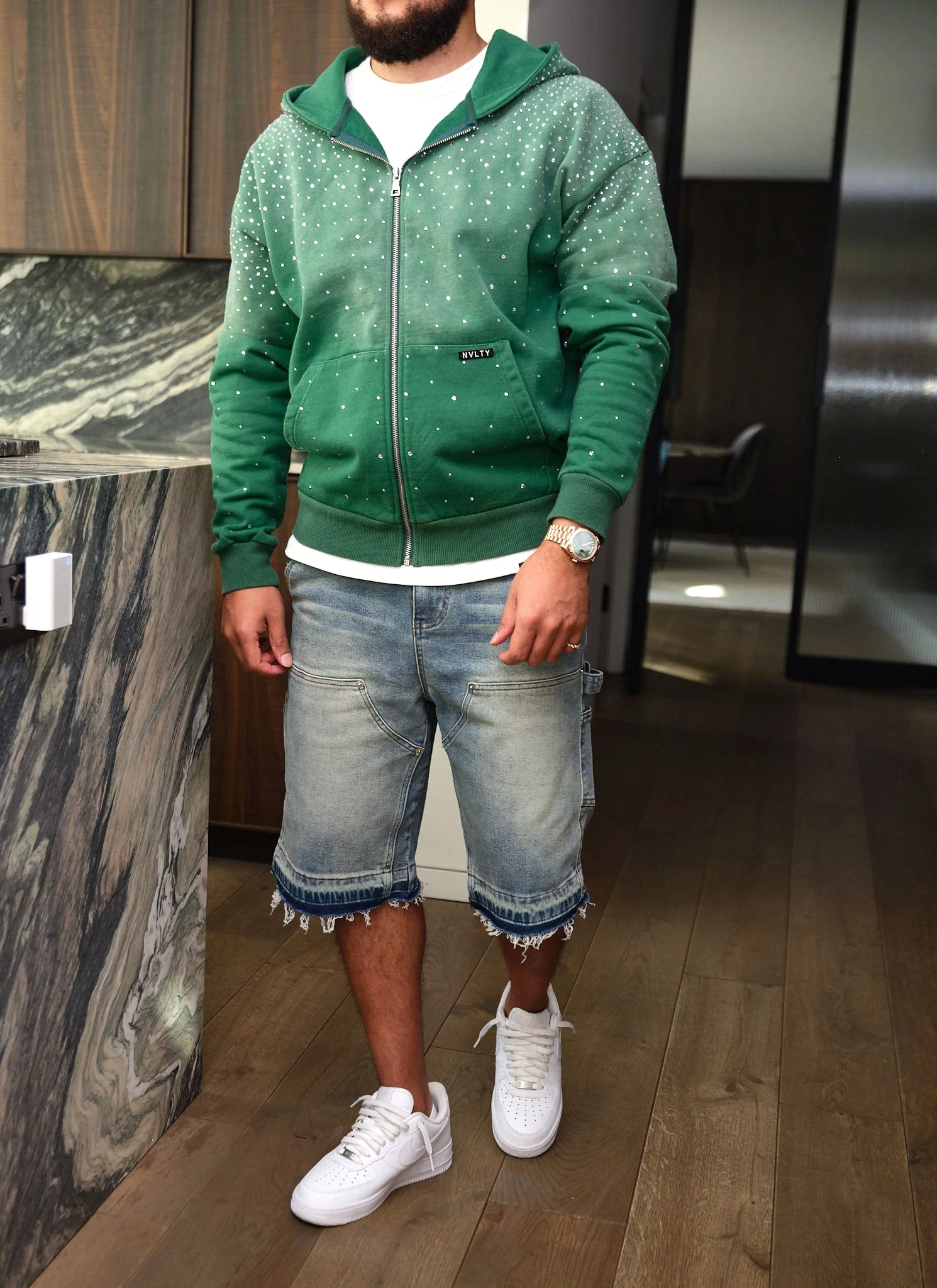 Vintage Flooded VVS Zip Hoodie - Green - Image 12