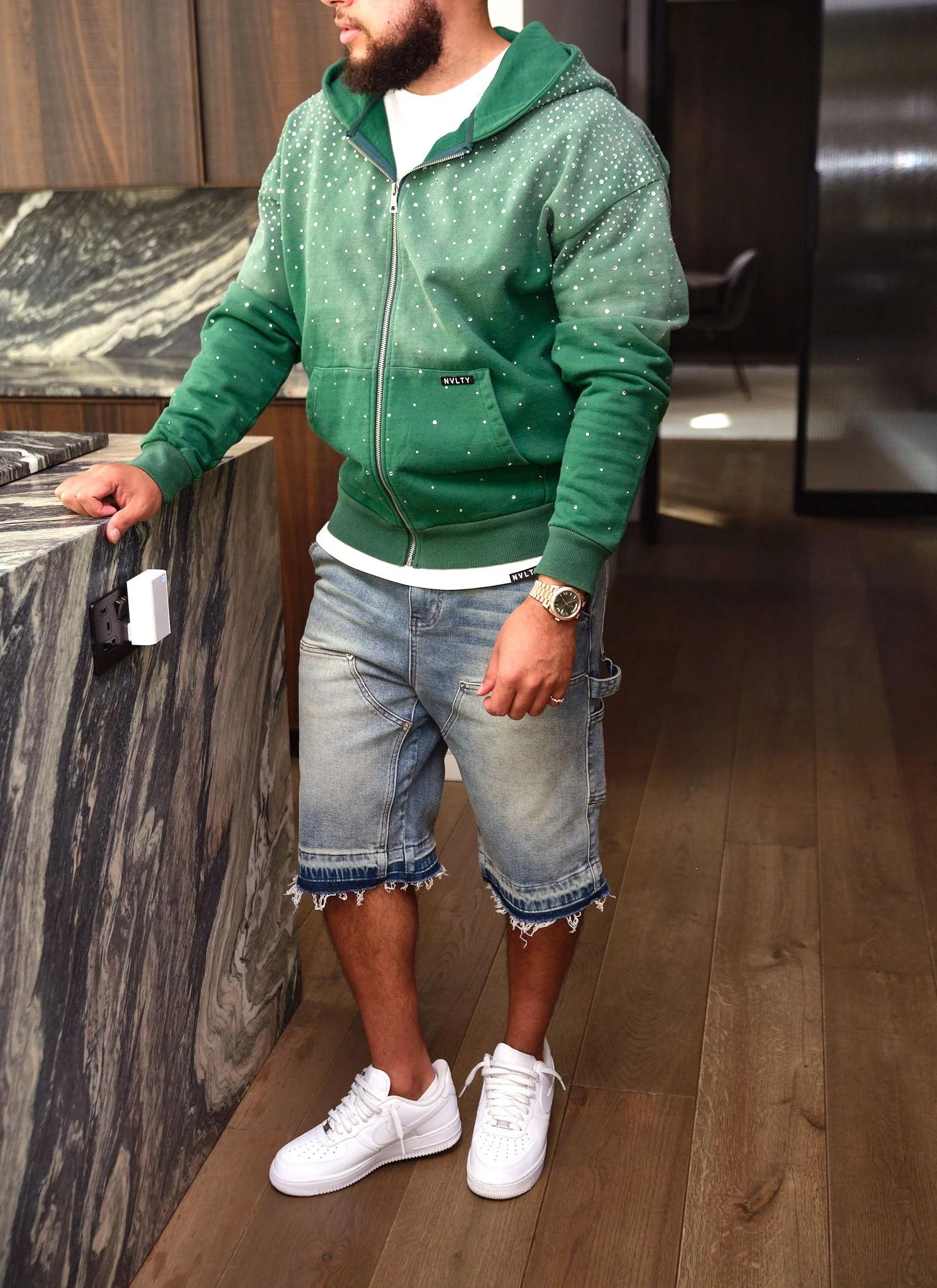 Vintage Flooded VVS Zip Hoodie - Green - Image 14