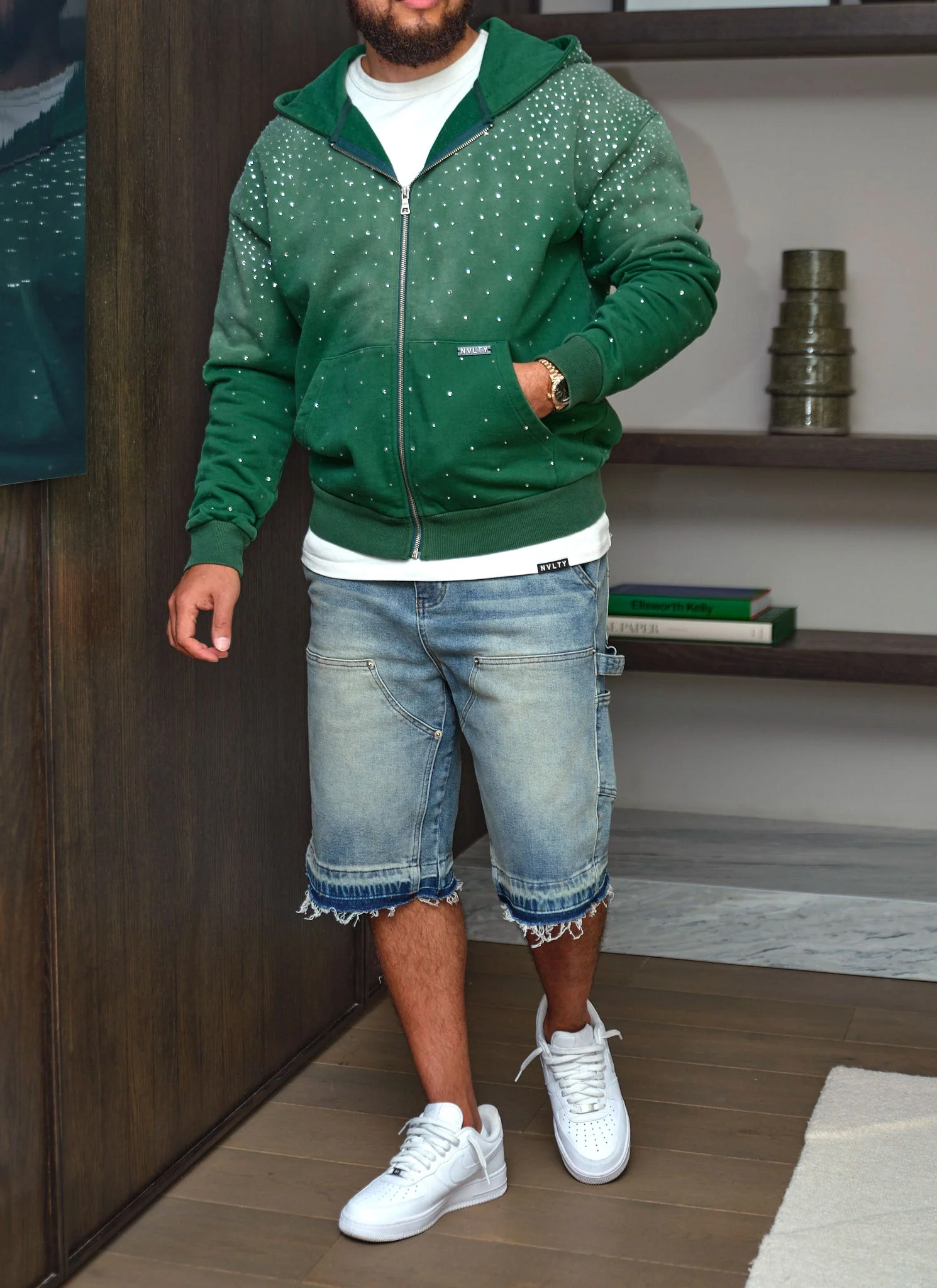 Vintage Flooded VVS Zip Hoodie - Green - Image 8