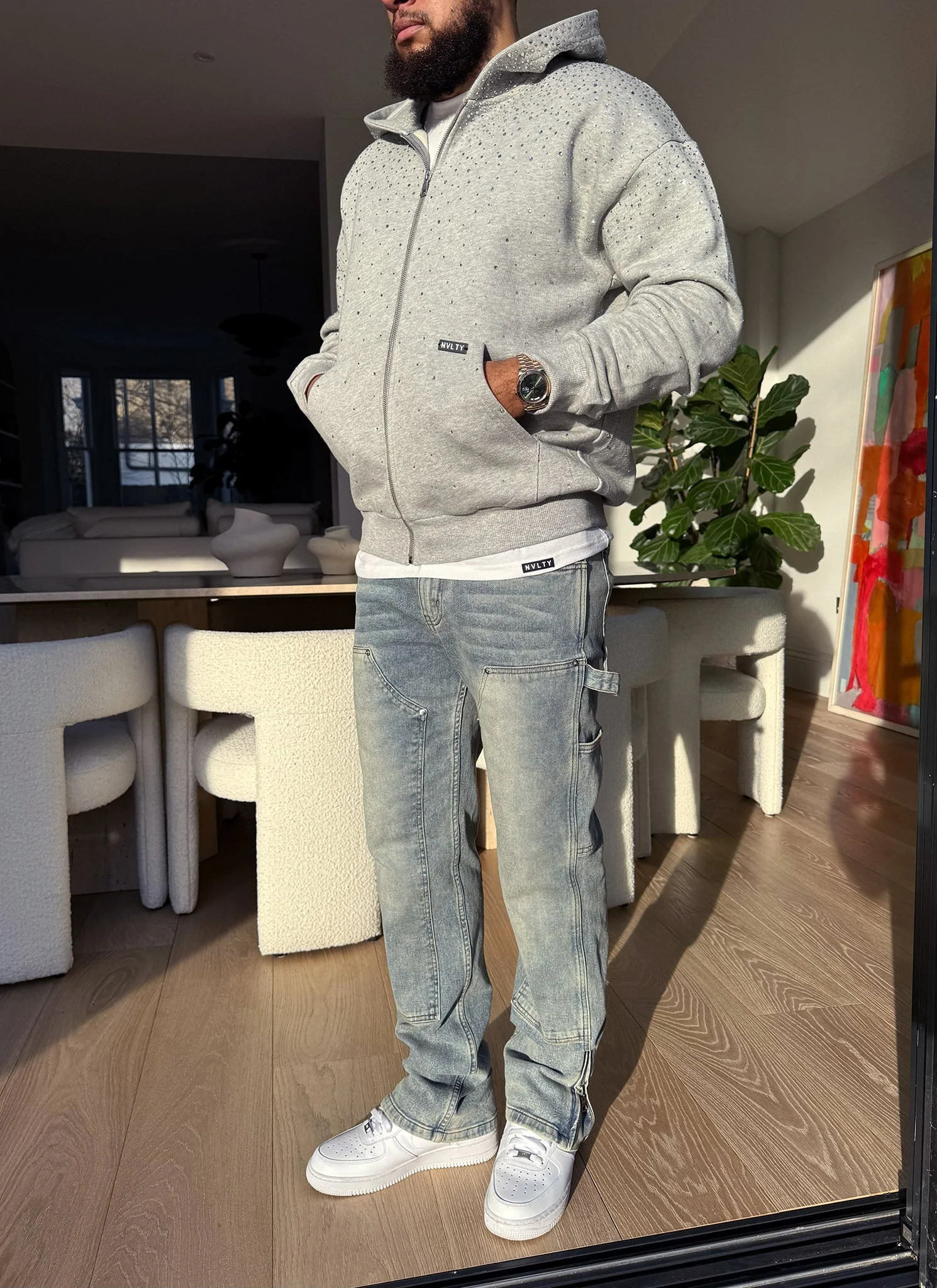 Vintage Flooded VVS Zip Hoodie - Grey - Image 11