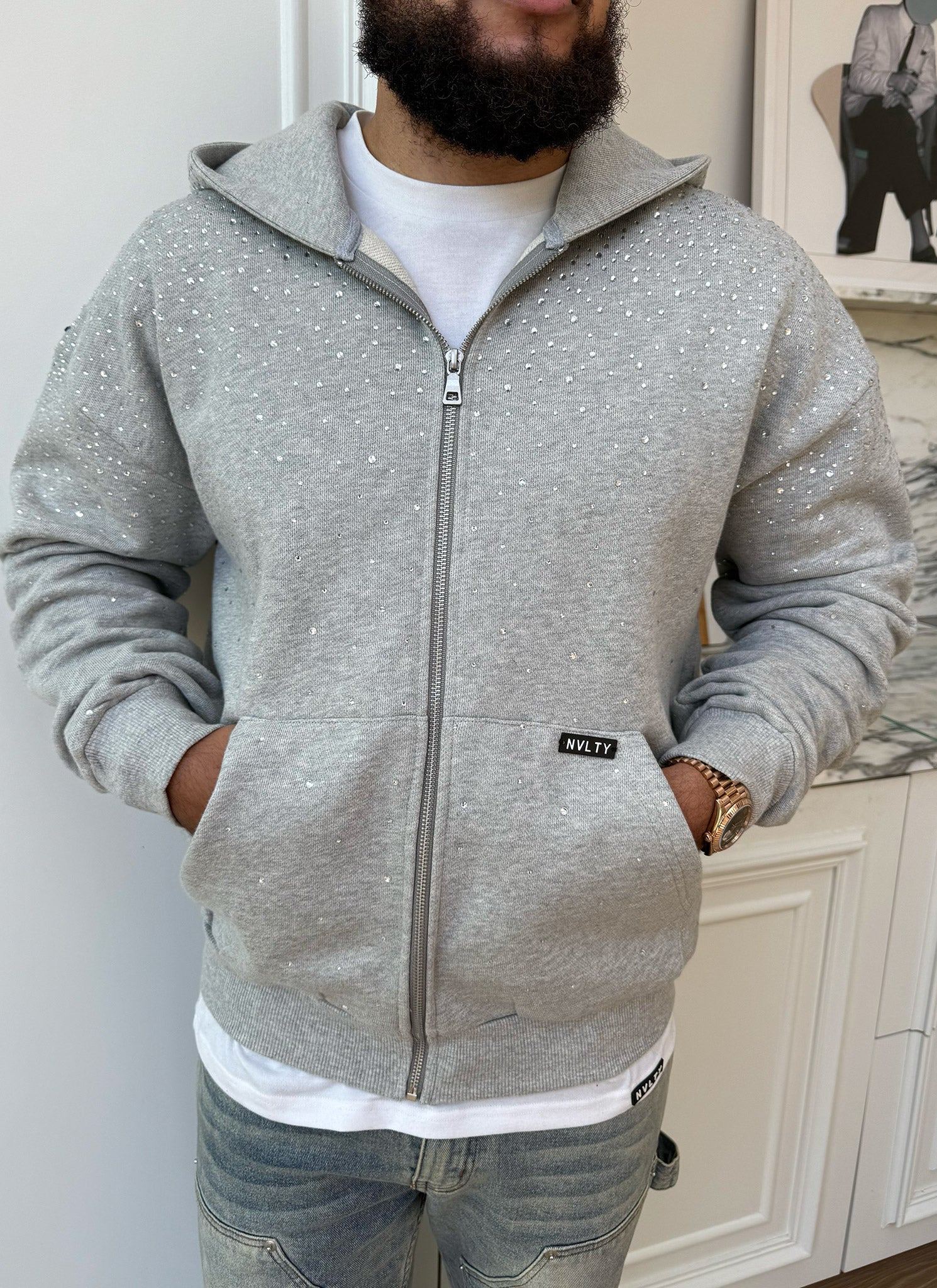 Vintage Flooded VVS Zip Hoodie - Grey - Image 13