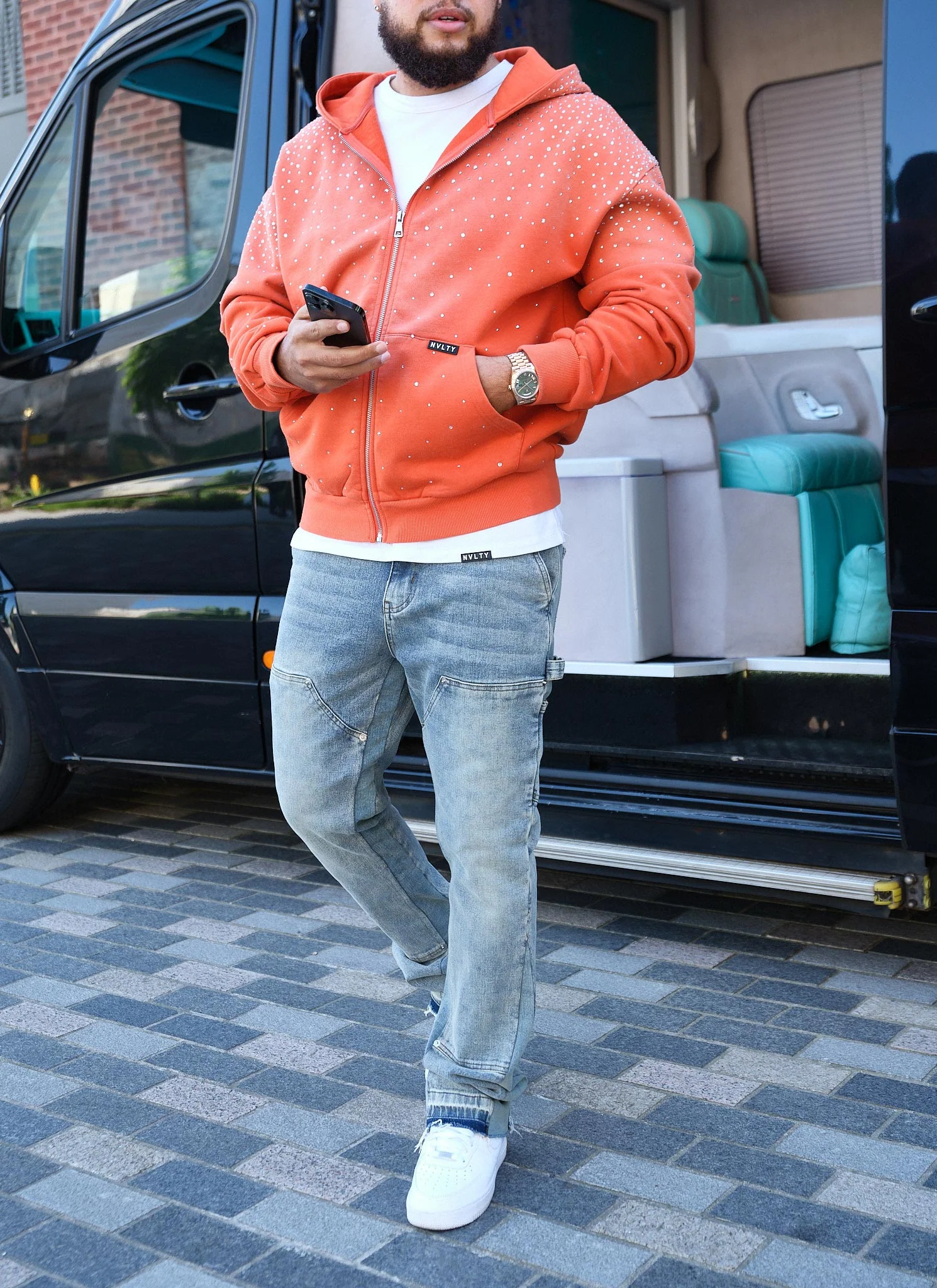 Vintage Flooded VVS Zip Hoodie - Orange - Image 10