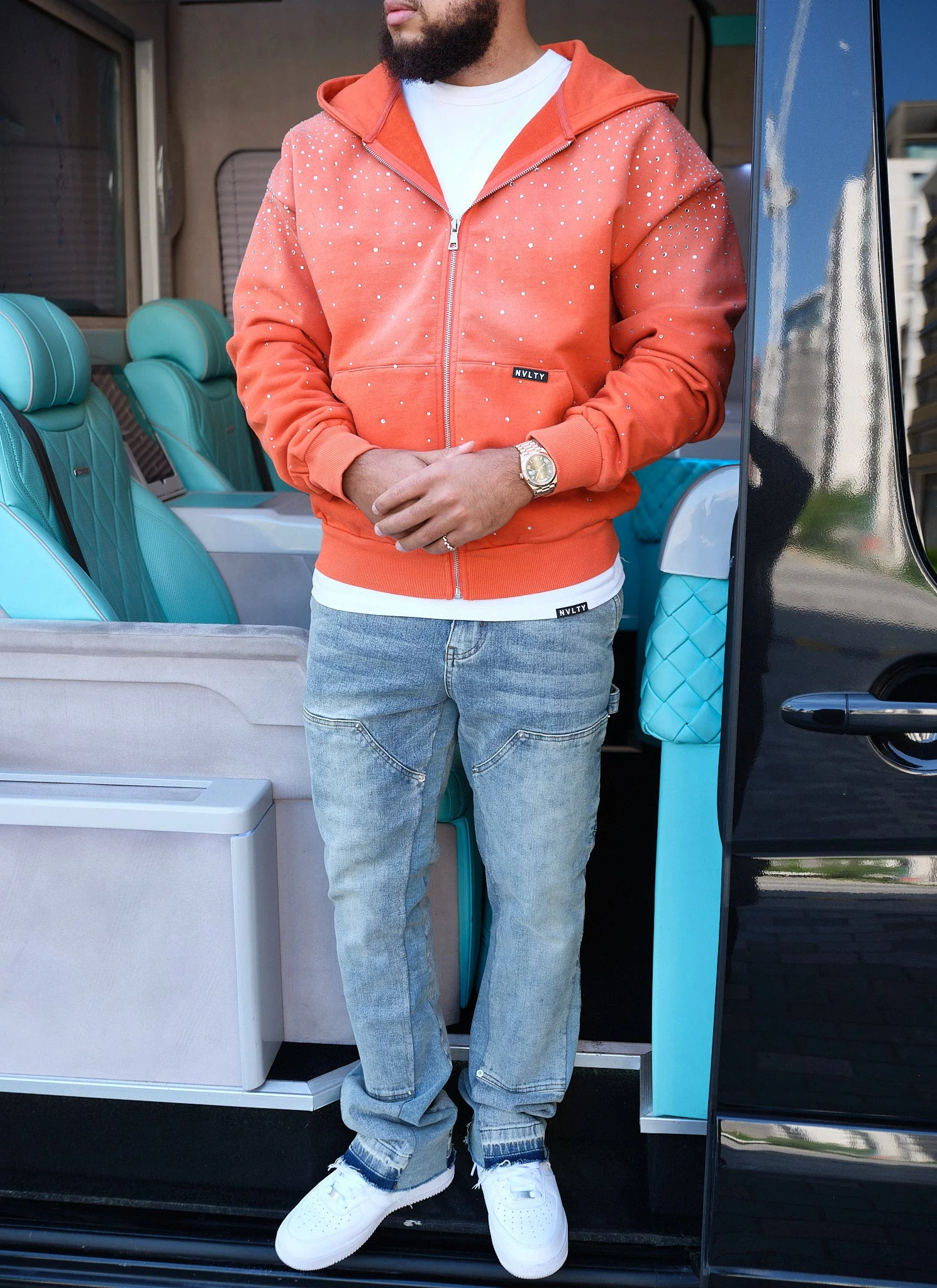 Vintage Flooded VVS Zip Hoodie - Orange - Image 8
