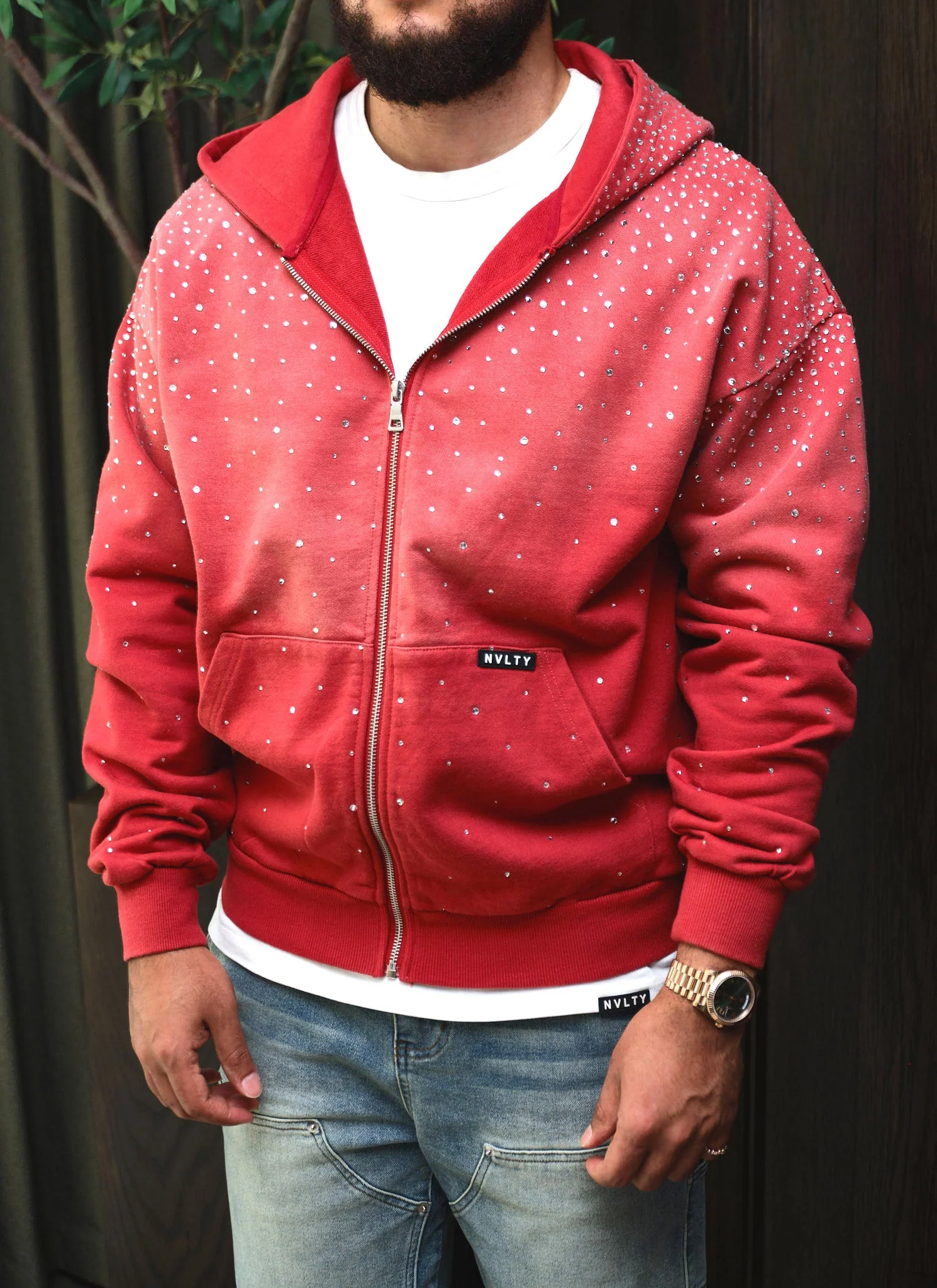 Vintage Flooded VVS Zip Hoodie - Red - Image 8