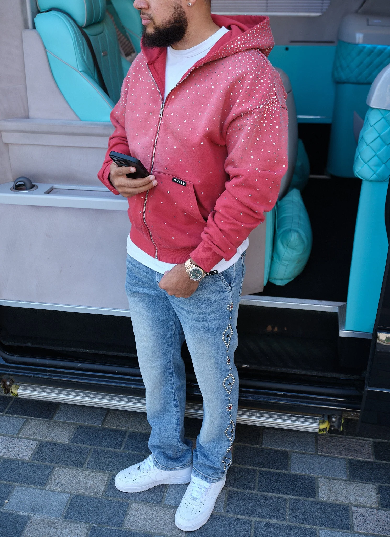 Vintage Flooded VVS Zip Hoodie - Red - Image 9