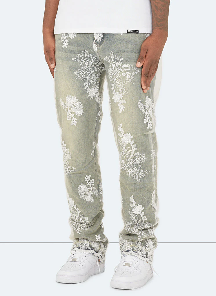 Vintage Floral Jeans - Blue - Image 2