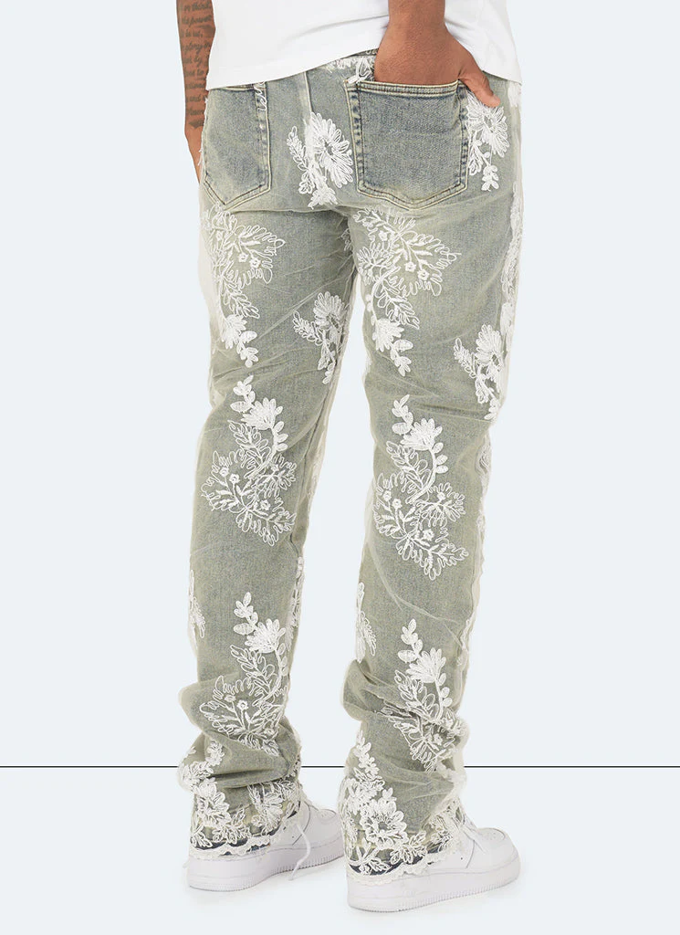 Vintage Floral Jeans - Blue - Image 4