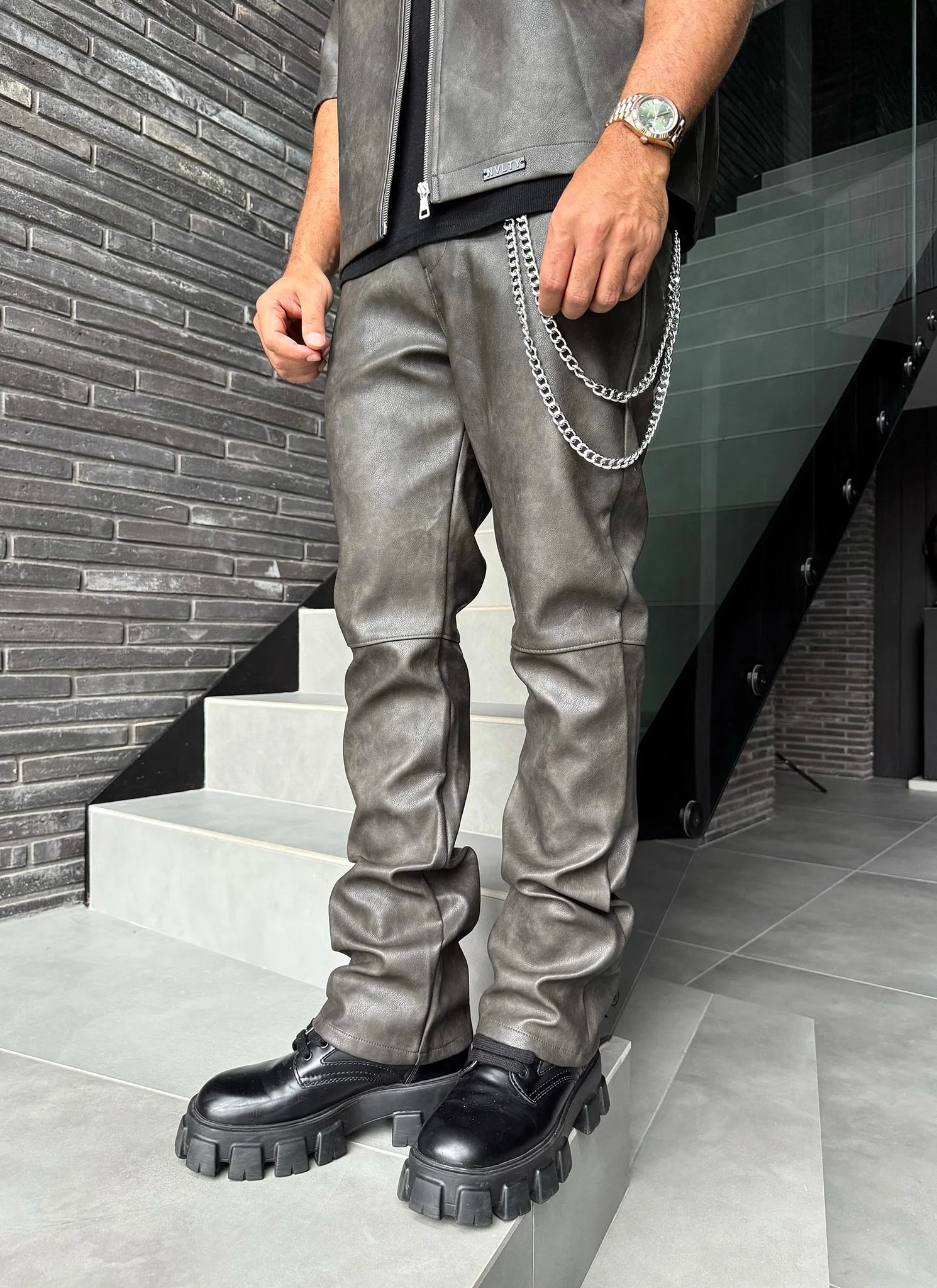Vintage Heavyweight Leather Pants - Black - Image 2