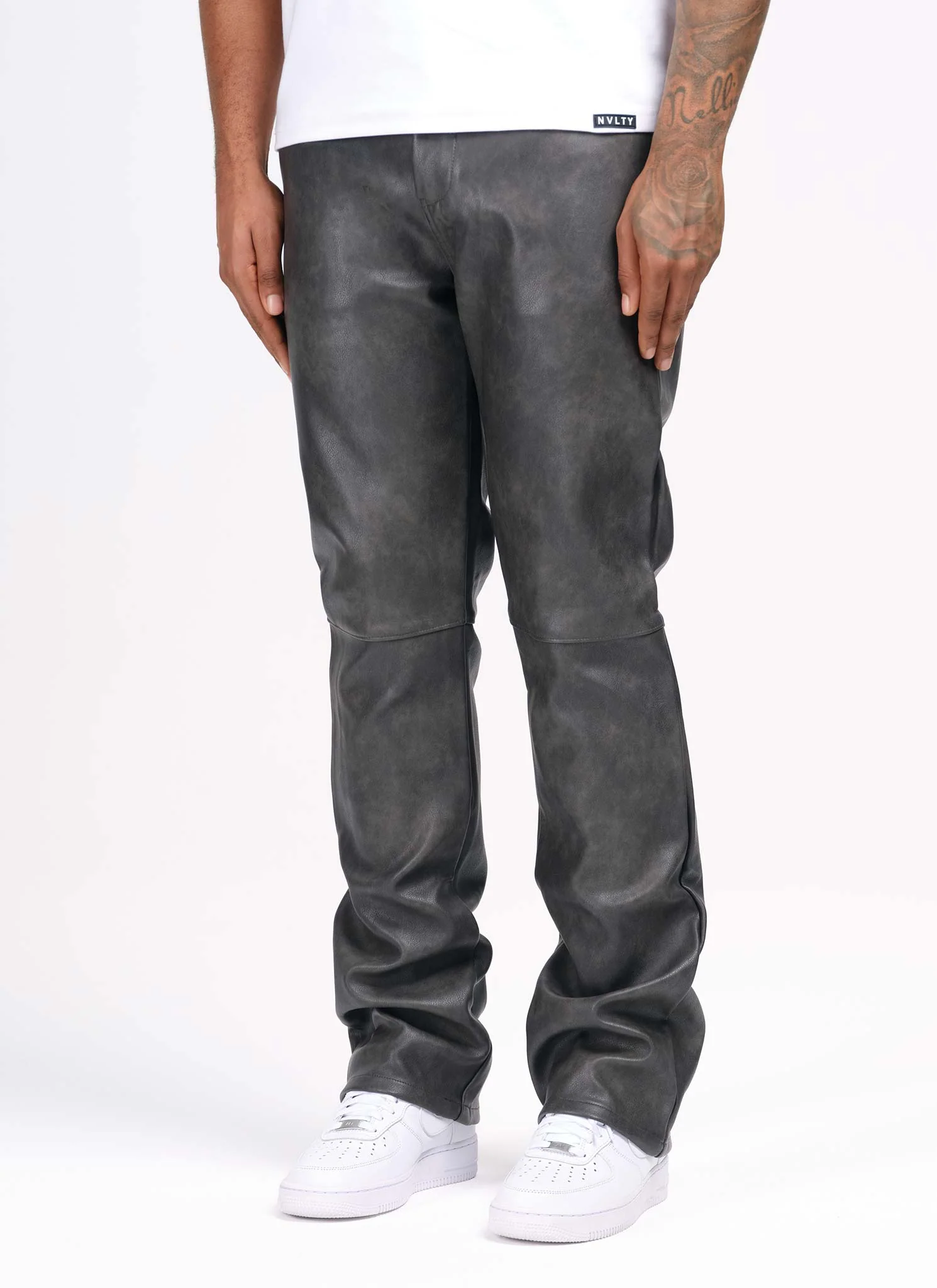 Vintage Heavyweight Leather Pants - Black - Image 3