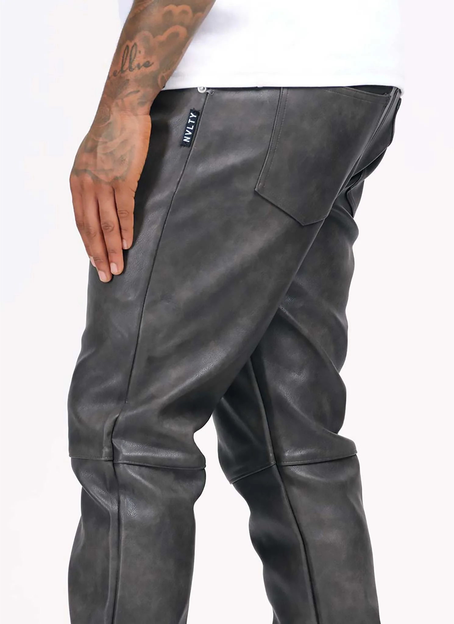 Vintage Heavyweight Leather Pants - Black - Image 7