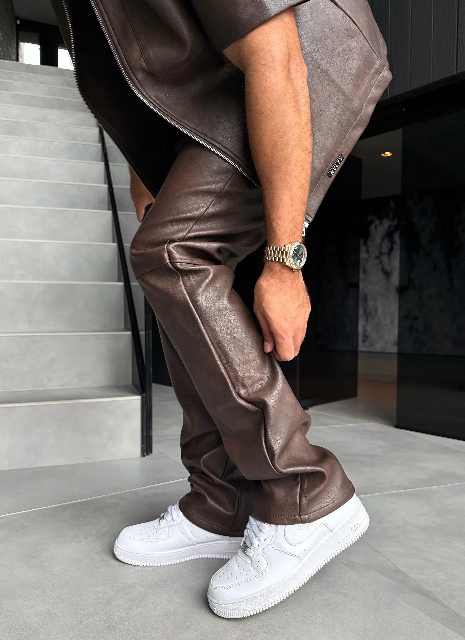 Vintage Heavyweight Leather Pants - Brown - Image 2