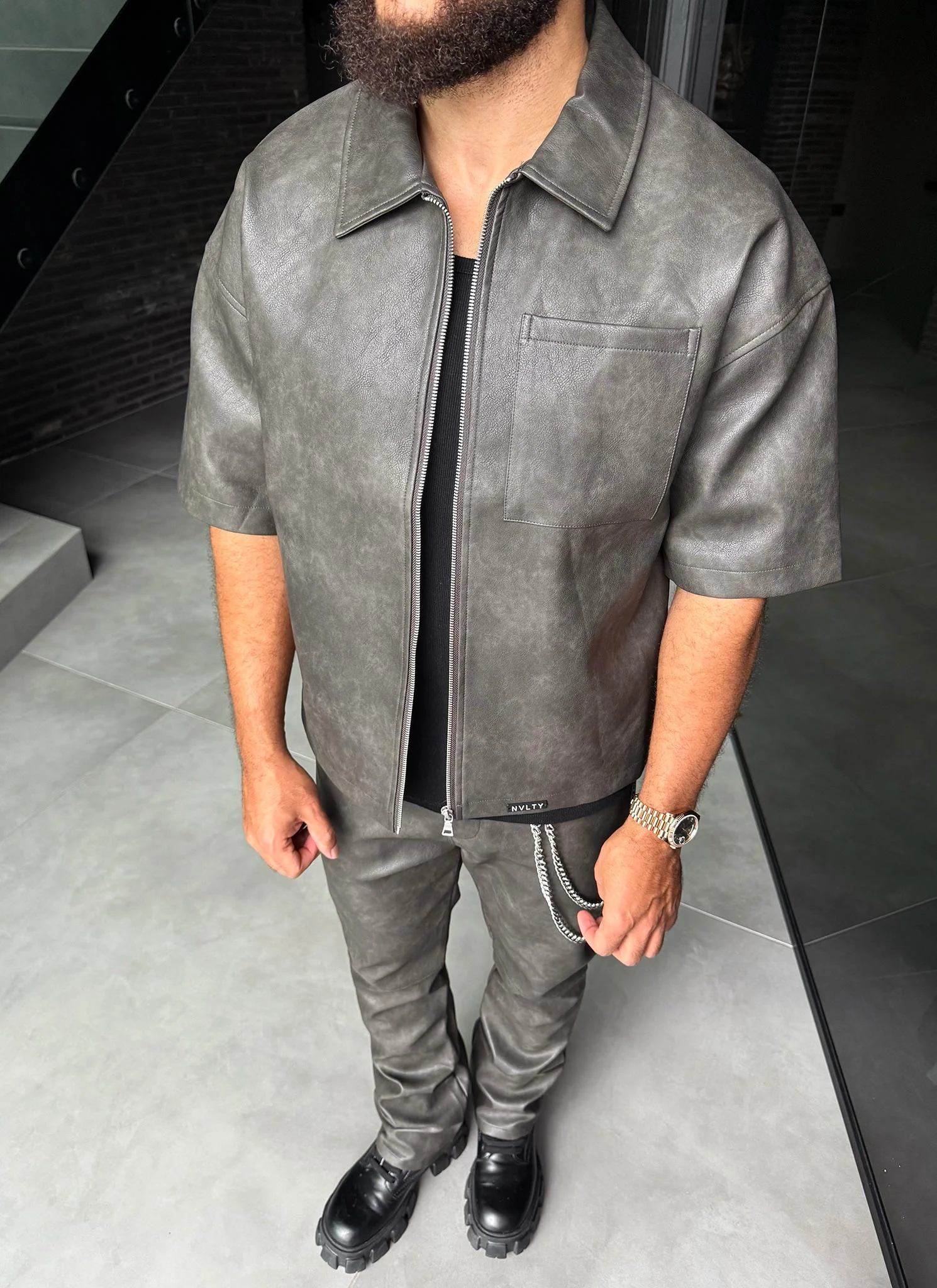 Vintage Heavyweight Leather Shirt - Black - Image 13