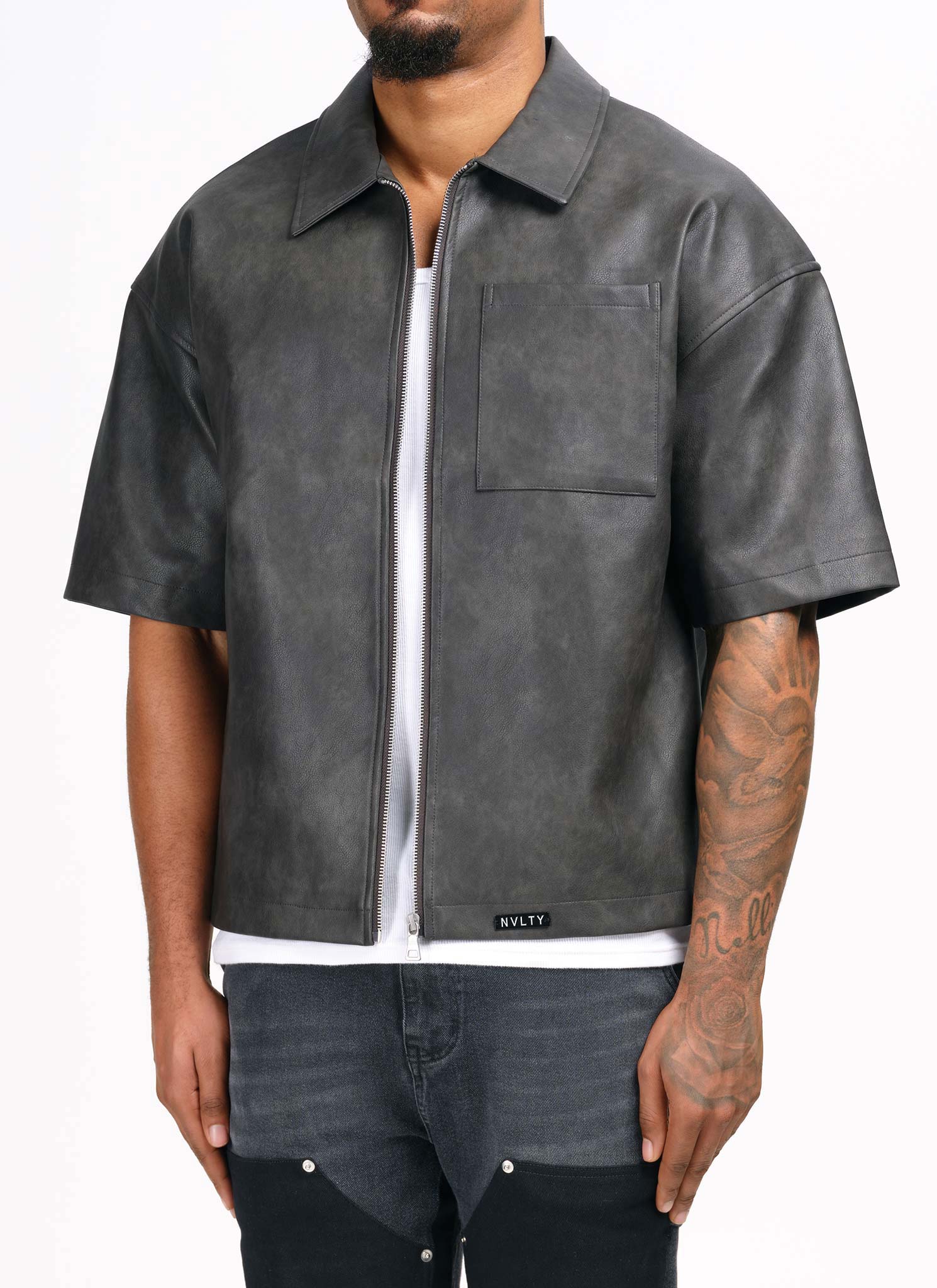 Vintage Heavyweight Leather Shirt - Black - Image 3