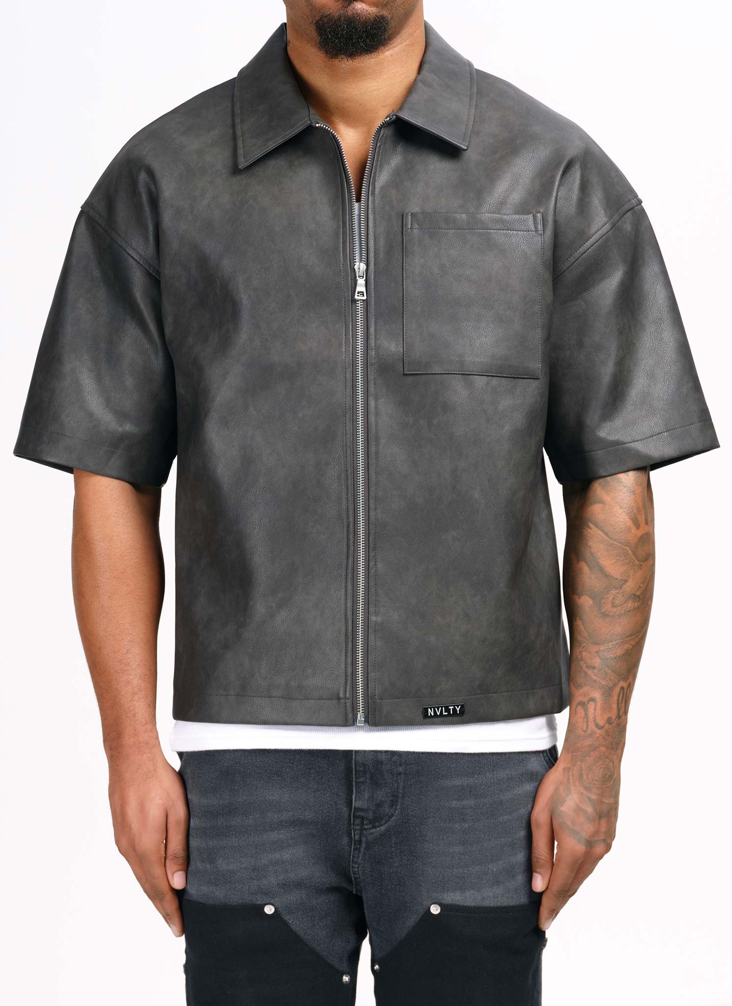 Vintage Heavyweight Leather Shirt - Black - Image 5