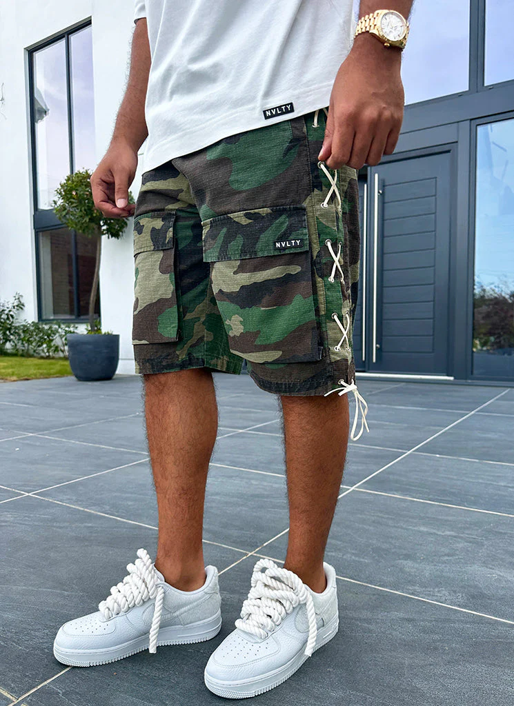 Vintage Lace Cargo Shorts - Camo - Image 12