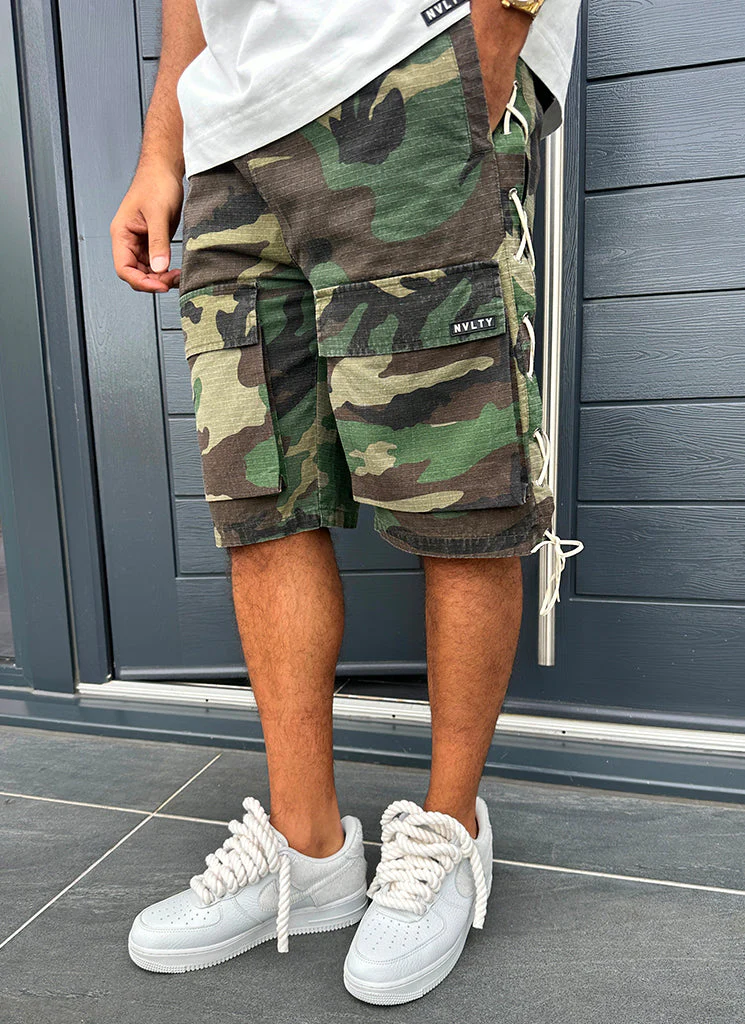 Vintage Lace Cargo Shorts - Camo - Image 8
