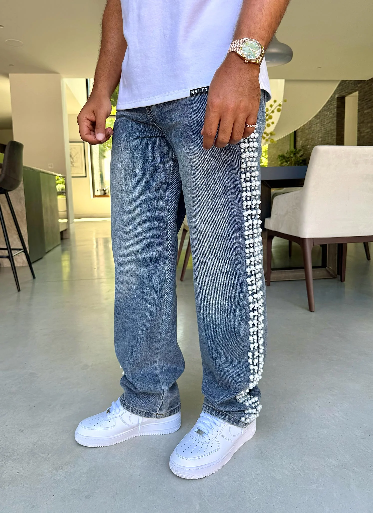 Vintage Pearl Jeans - Blue - Image 6