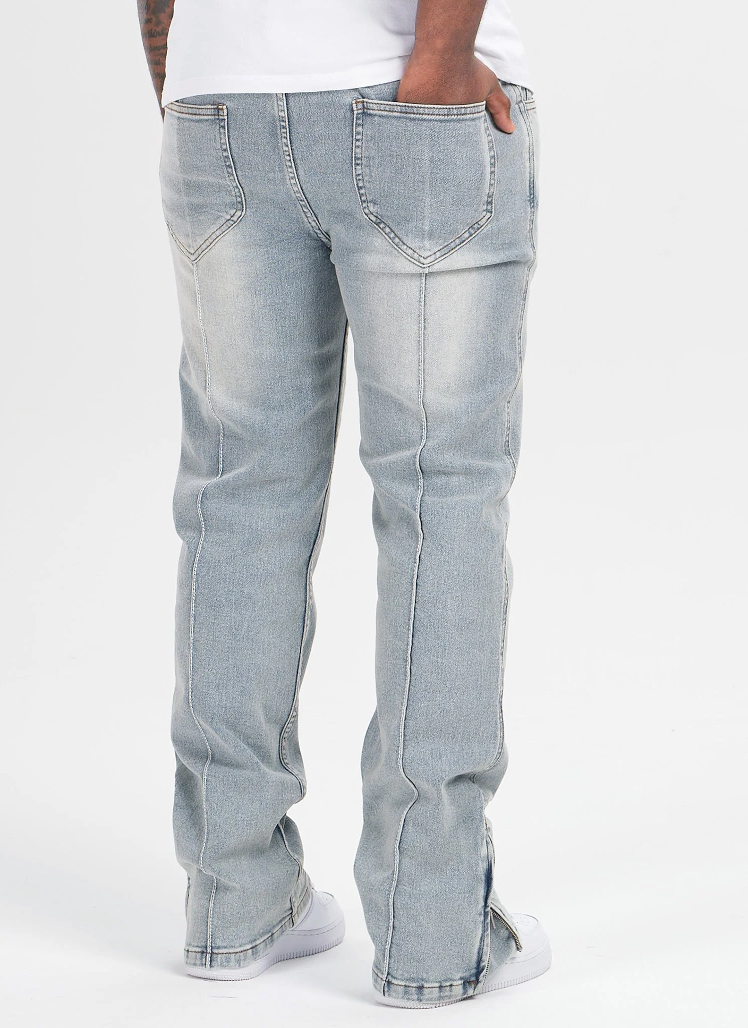 Vintage Pleat Jeans - Blue - Image 7