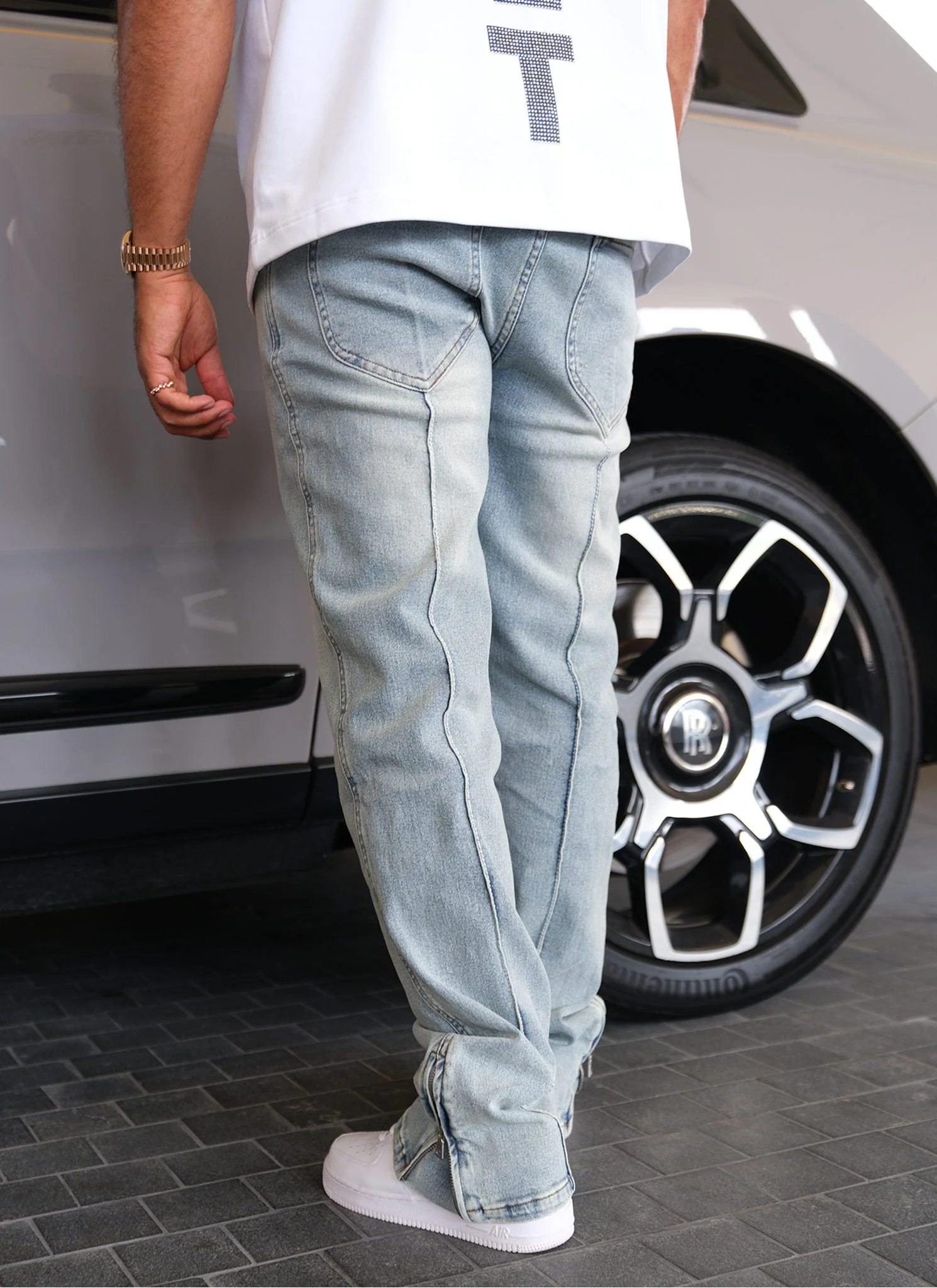 Vintage Pleat Jeans - Blue - Image 9