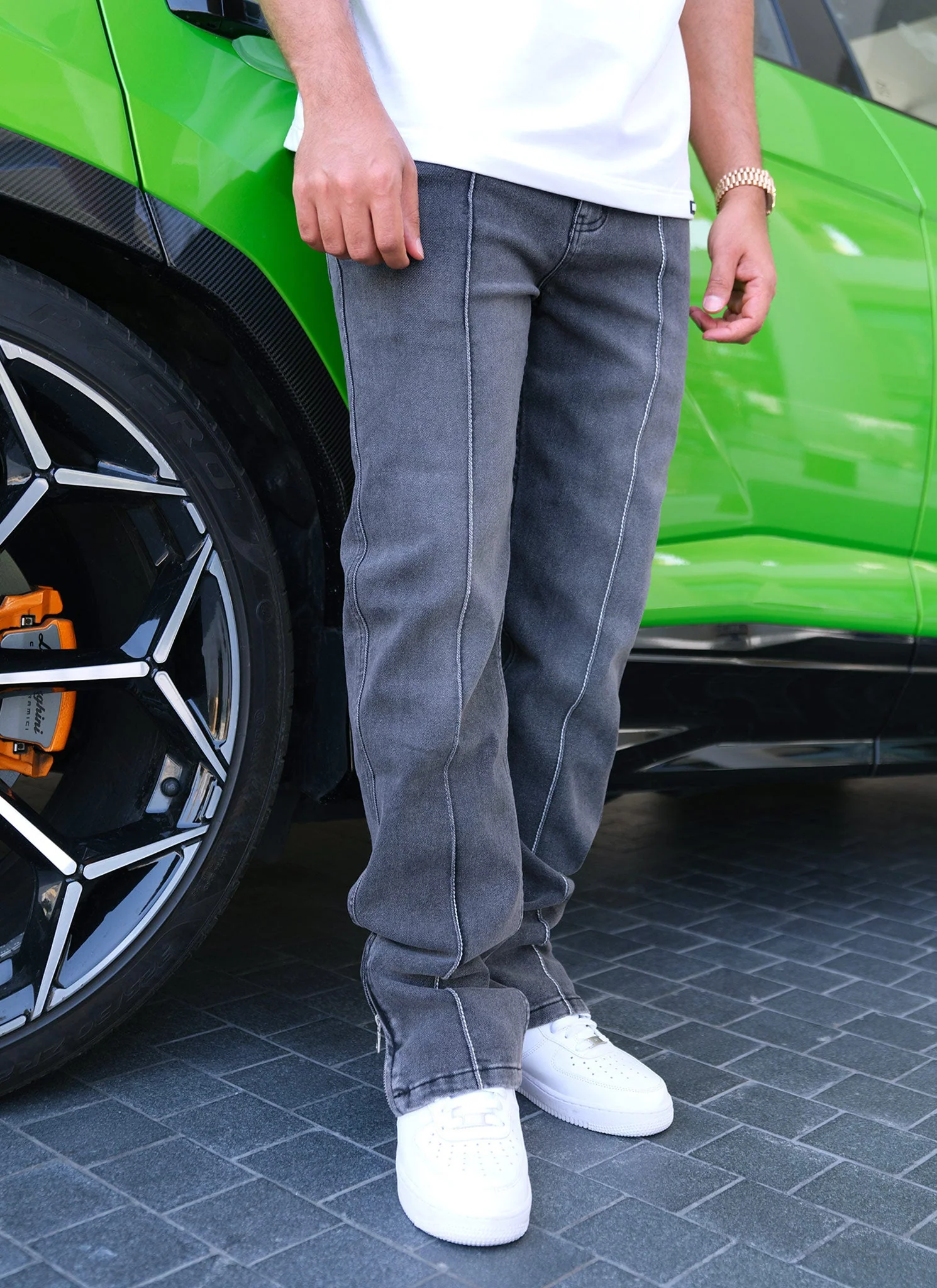 Vintage Pleat Jeans - Grey - Image 10