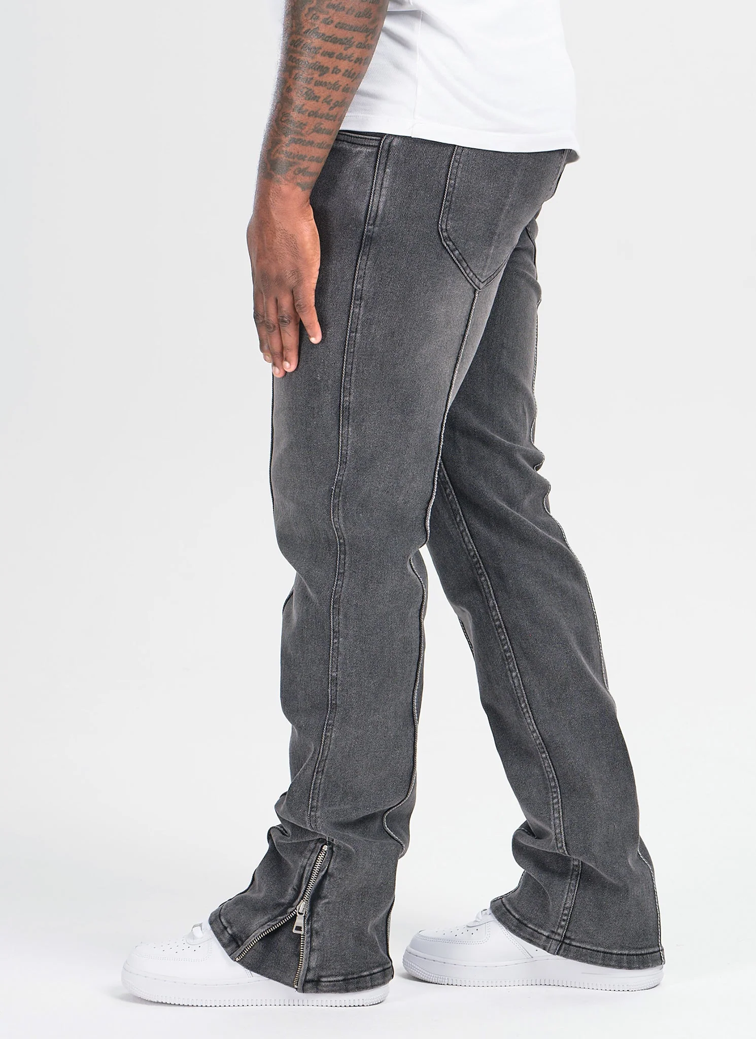 Vintage Pleat Jeans - Grey - Image 5