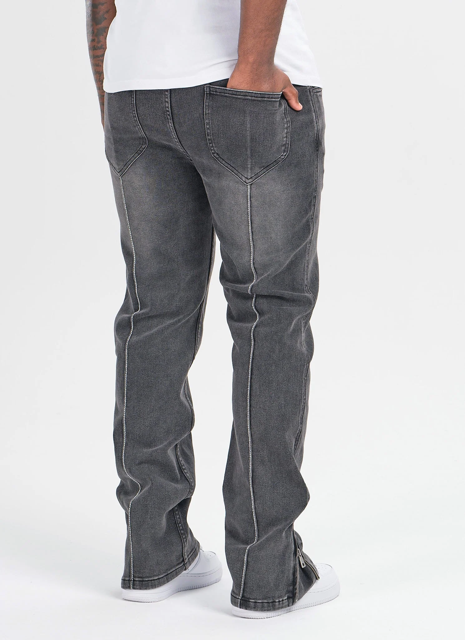 Vintage Pleat Jeans - Grey - Image 7