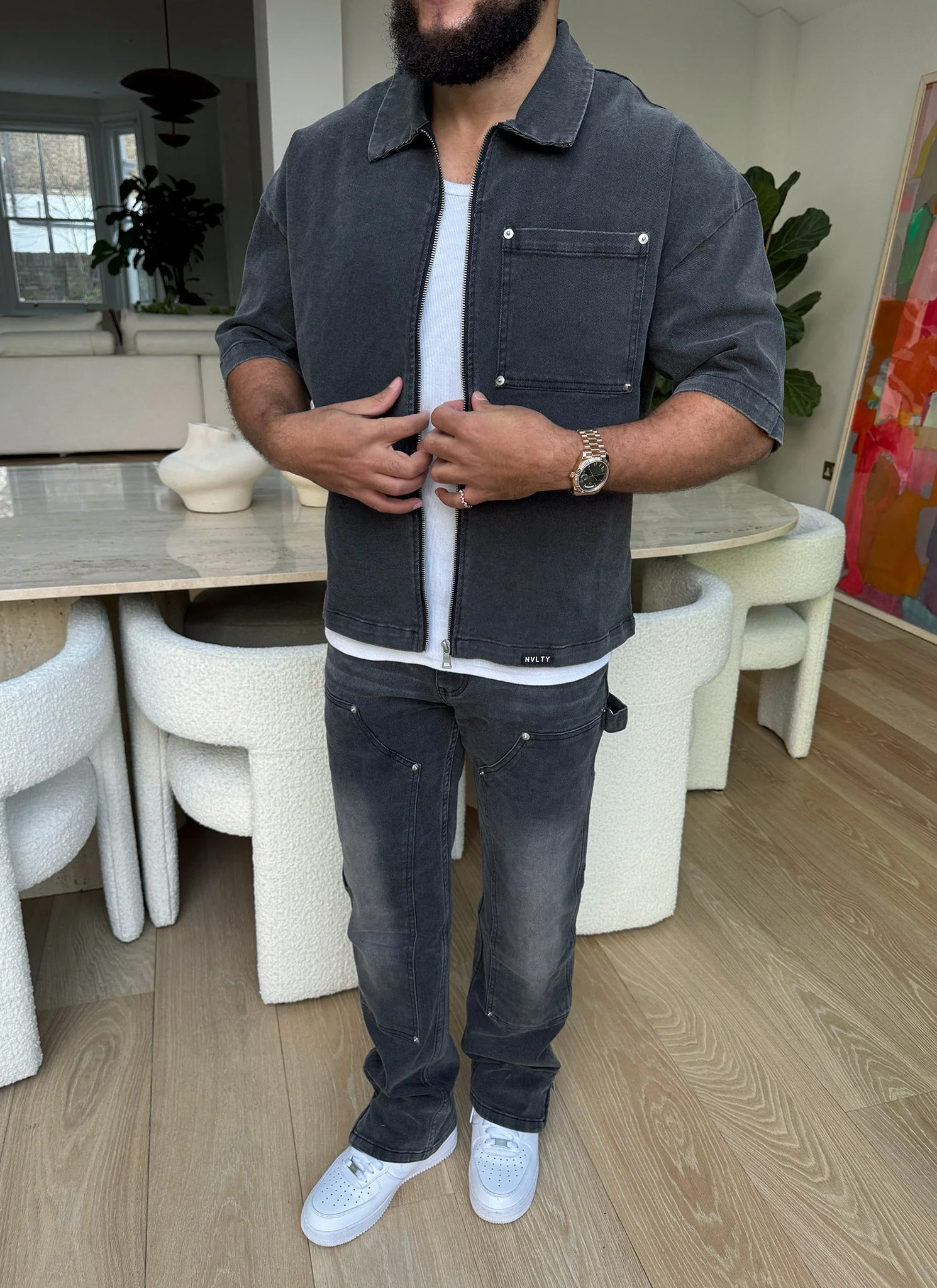 Vintage Rivet Denim Shirt - Grey - Image 4