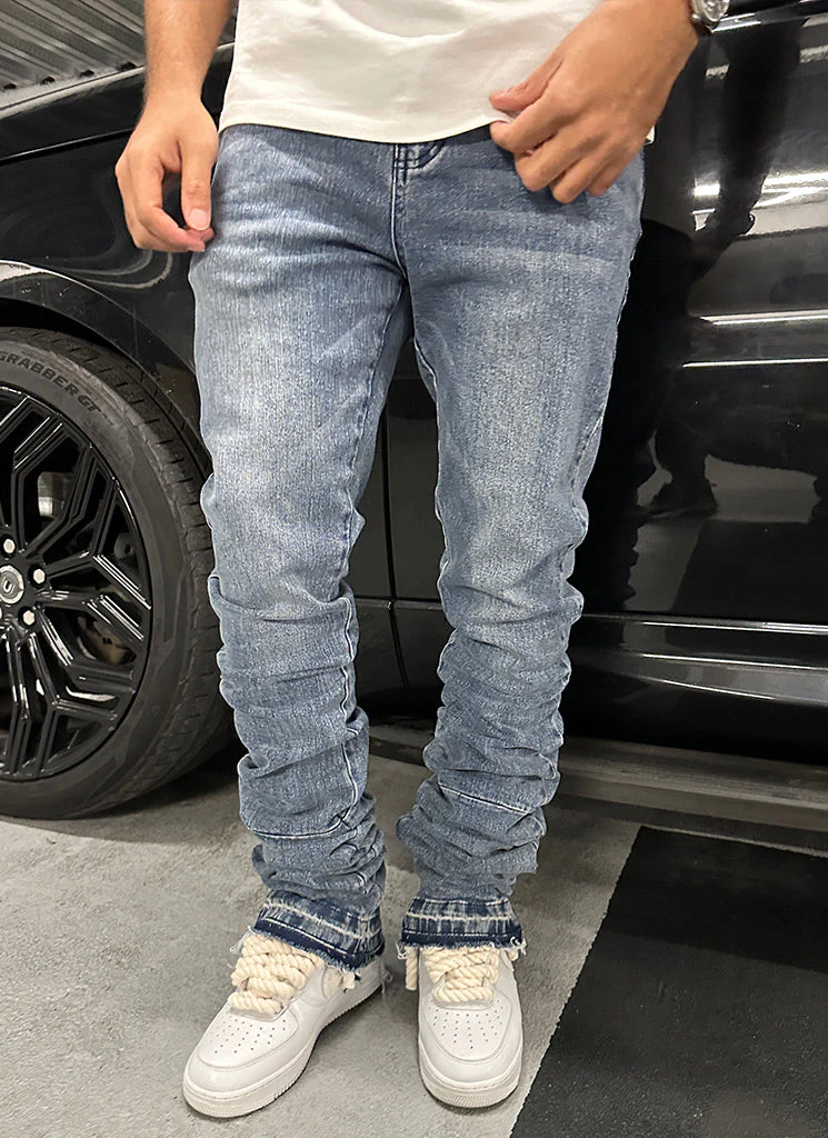 Vintage Stacked Jeans - Blue - Image 9