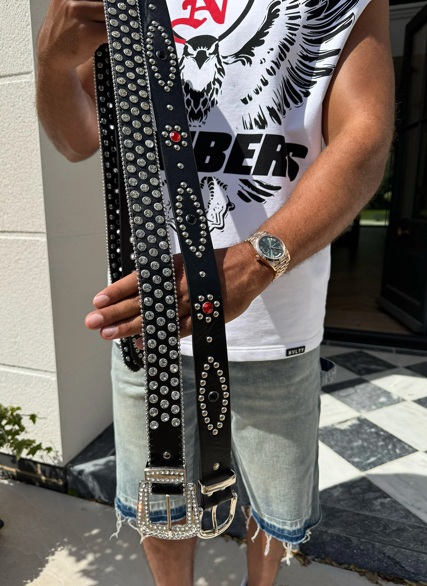 Vintage Studded Belt - Black - Image 5